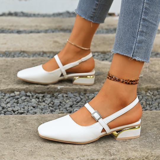 Damen Slingback-Ballerinas mit eleganter Schnallenverzierung und Komfortabsatz EB