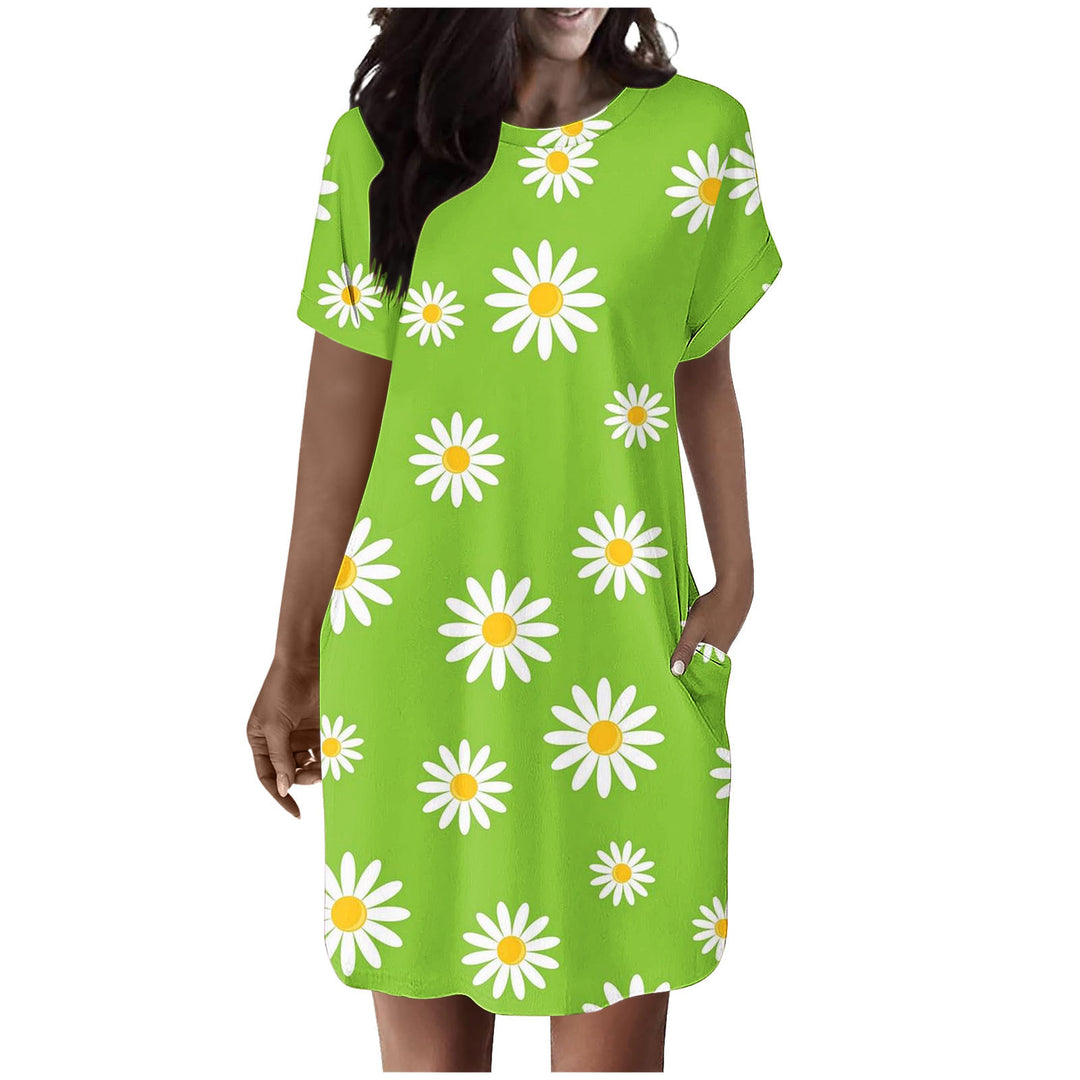Damen lässiges Sommerkleid mit Blumenmuster und praktischen Taschen EB