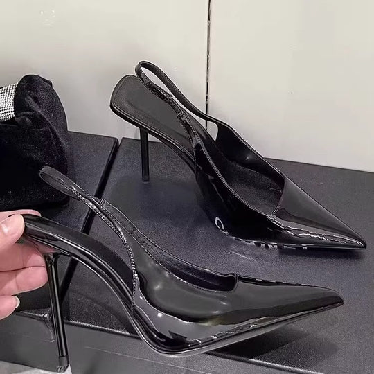 Damen spitze Slingback-Pumps mit glänzender Oberfläche EB