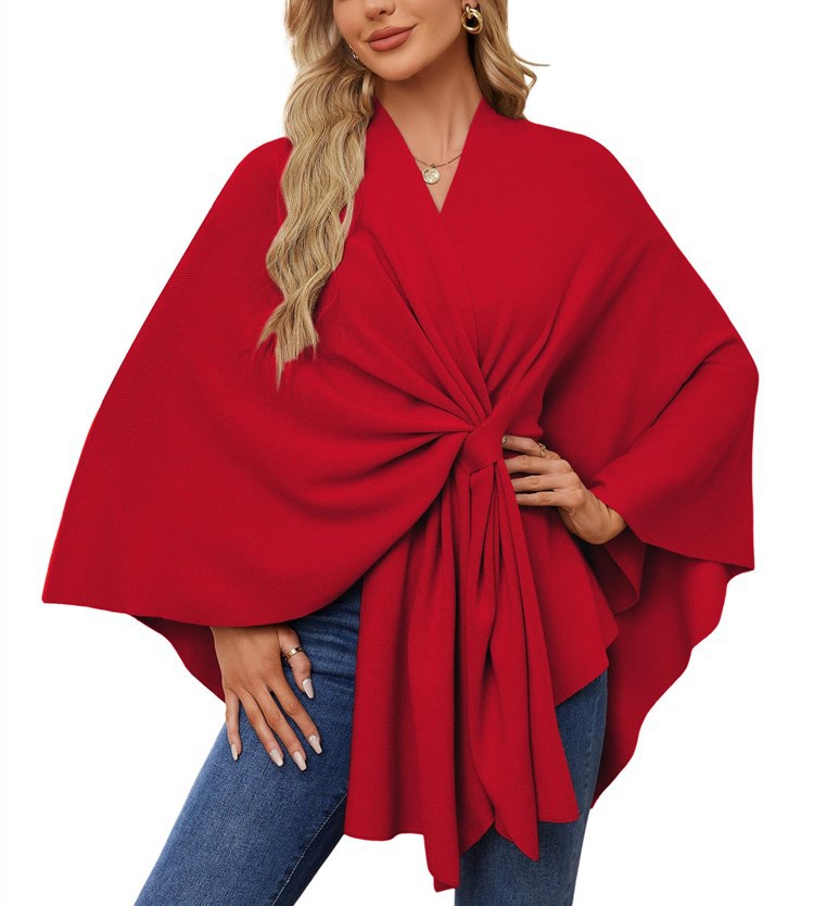 Damen Eleganter Wickelpullover mit asymmetrischem Schnitt EB