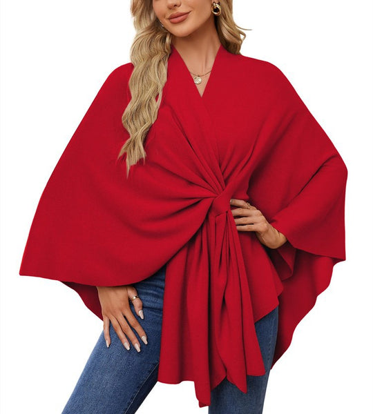 Damen Eleganter Wickelpullover mit asymmetrischem Schnitt EB