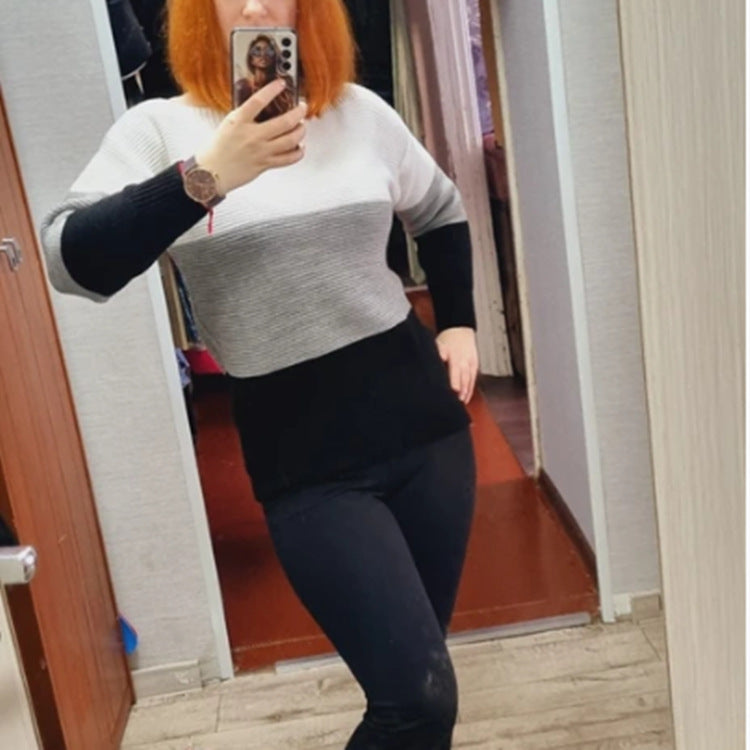 Damen Gemütlicher Strickpullover mit Farbblockdesign EB