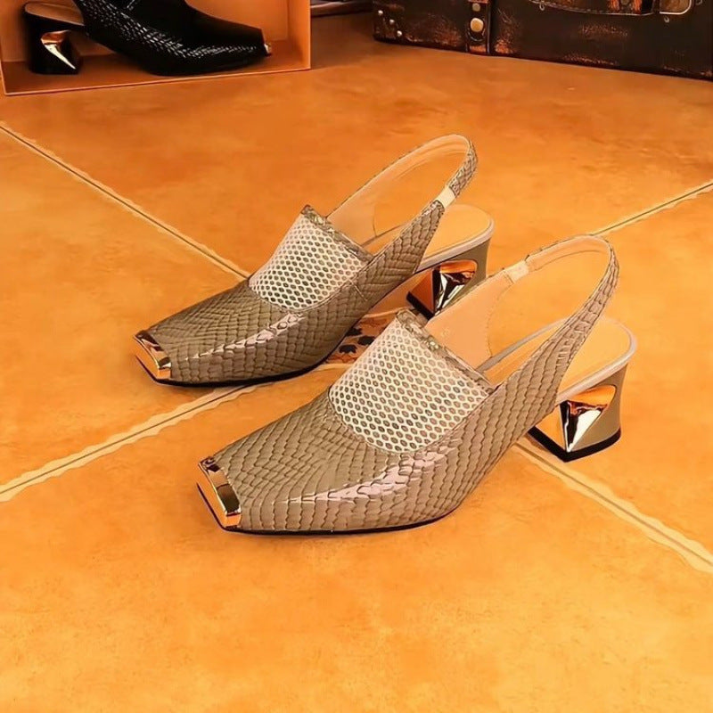 Damen Slingback-Pumps mit luxuriösem Metallic-Detail EB