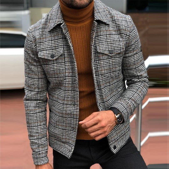 Herren modische Karojacke mit praktischen Brusttaschen und figurschmeichelndem Schnitt EB