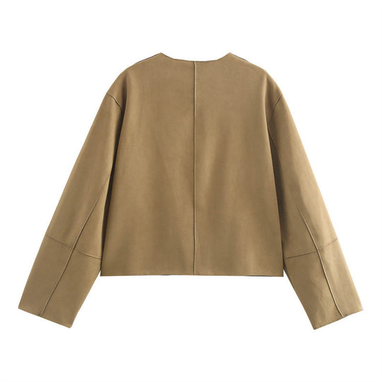 Damen lässige Kurzjacke mit praktischen Taschen EB