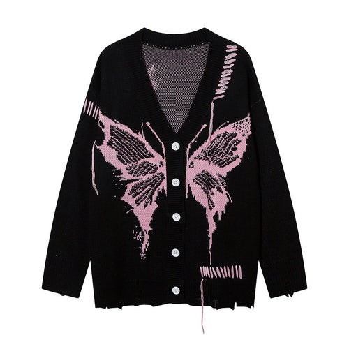 Damen Strickjacke mit kreativem Schmetterlingsdesign und lässigem Schnitt EB