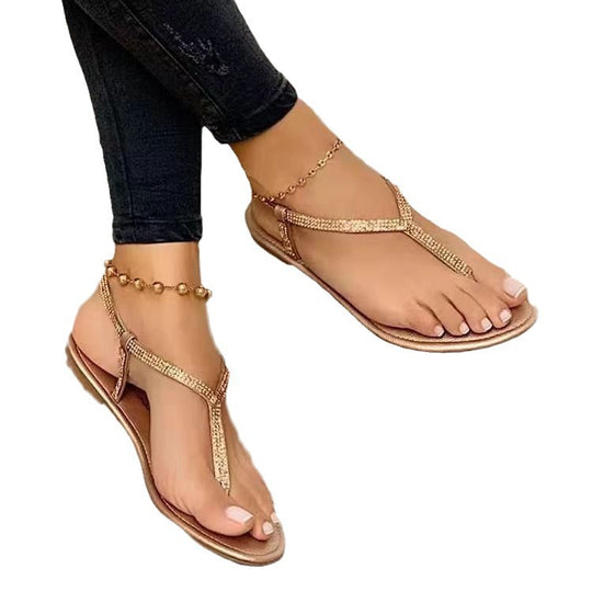 Damen Strassverzierte Zehentrenner-Sandalen EB