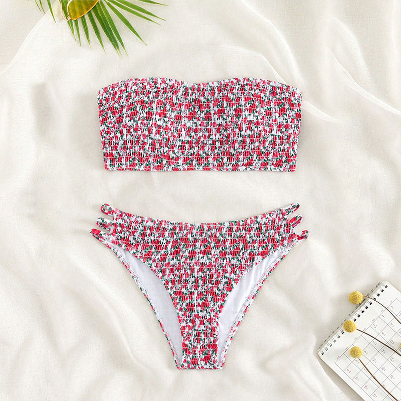 Damen Bandeau-Bikini mit modischem Knotendesign EB