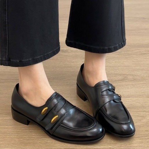 Damen elegante Mokassins mit modischen Doppelschnallen EB