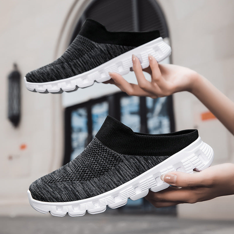 Damen Bequeme und atmungsaktive Slipper mit elastischem Strickoberteil EB