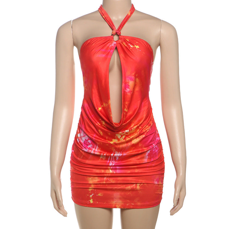 Damen Mini Kleid mit schickem Wickeldesign und tiefem Ausschnitt EB