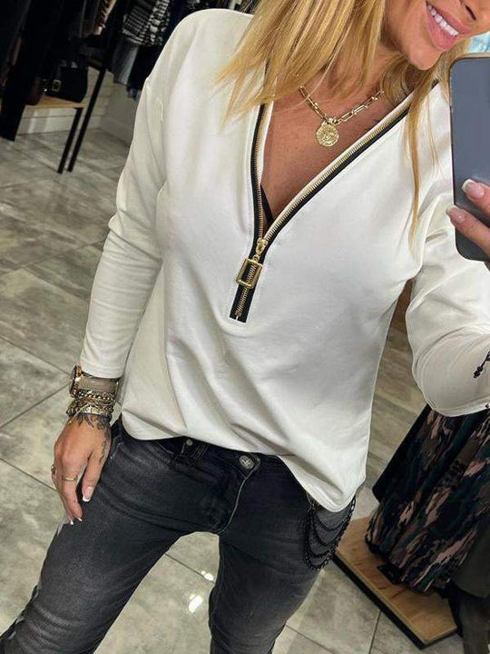 Damen Sweatshirt mit modernem Reißverschluss und lässigem Design EB