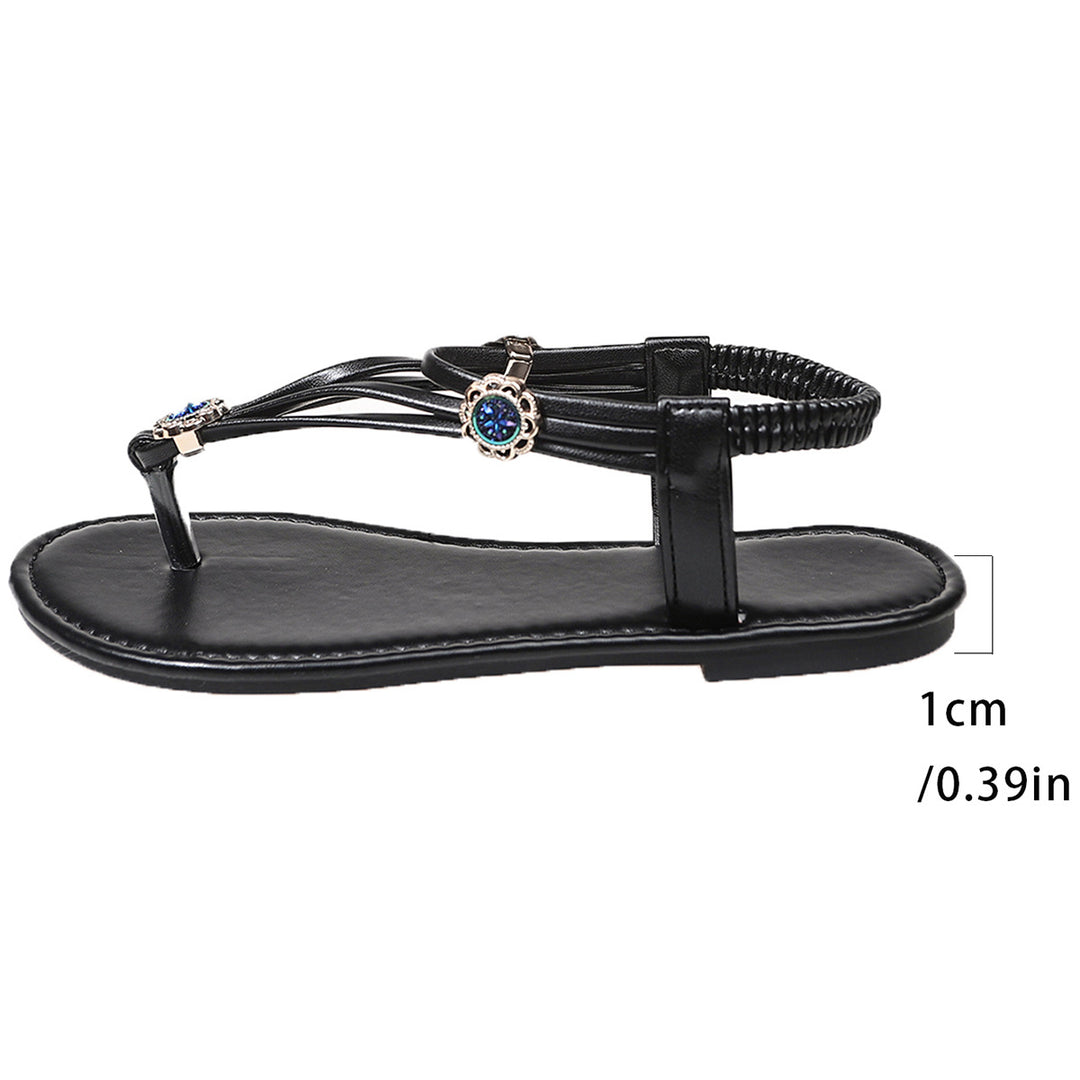 Damen Elegante Zehentrenner-Sandalen mit dekorativer Schmuckverzierung EB