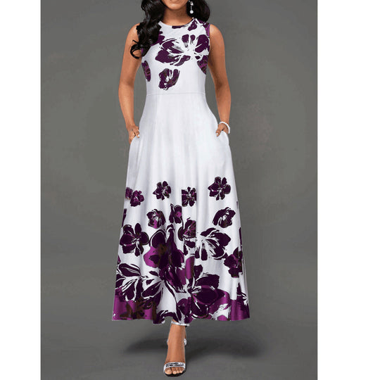 Damen Maxikleid mit Floralem Print und Praktischen Taschen EB