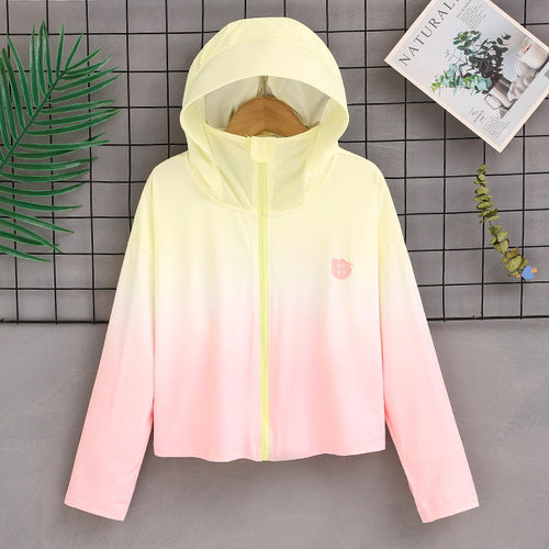 Damen nan ultraleichte Sonnenschutz-Hoodie mit Ombre-Verlauf und kurzem Schnitt R&B