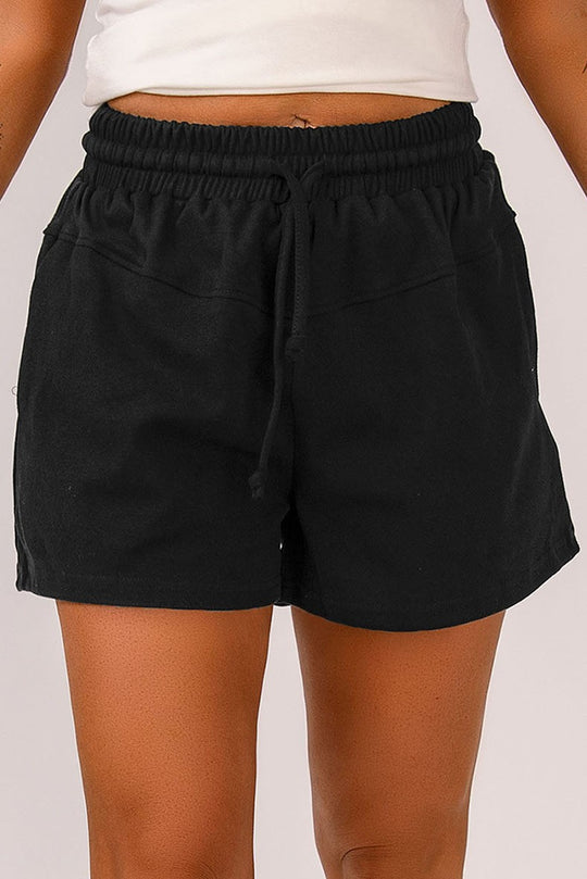 Damen bequeme Sportshorts mit elastischem Bund und seitlichen Taschen EB