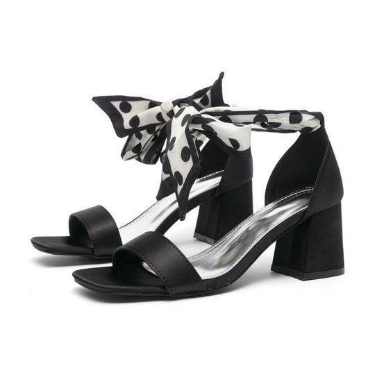 Damen elegante Sandalen mit modischer Schleifenverzierung und komfortablem Blockabsatz EB