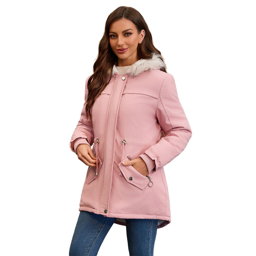 Damen modische Übergangsjacke mit kuscheligem Innenfutter und verstellbarem Bund EB