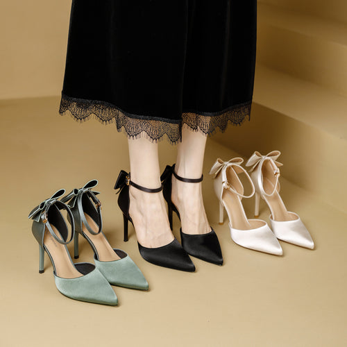 Damen schicke High Heels mit dekorativem Schleifenverschluss EB