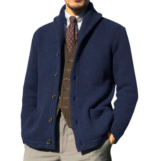 Herren Strickjacke mit schickem Kragen und Knopfdetails EB