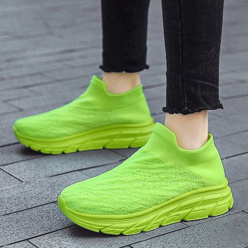 Damen Sportliche Slip-On Sneaker mit atmungsaktiver Strick-Oberfläche und dämpfender Laufsohle EB