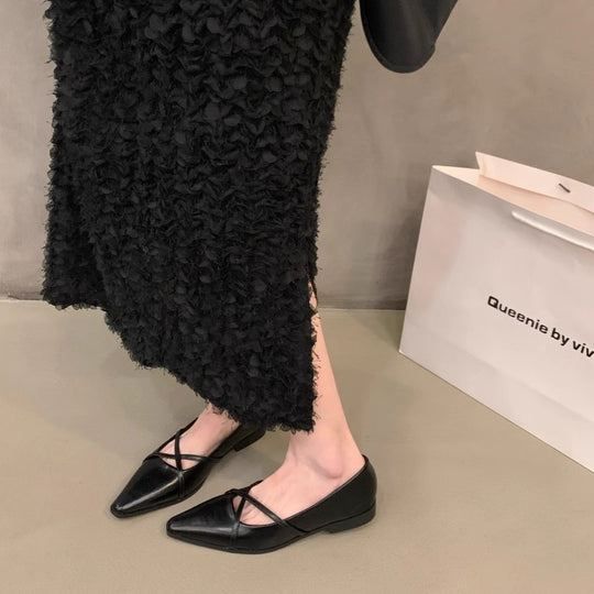 Damen elegante Ballerinas mit gekreuztem Riemchen EB