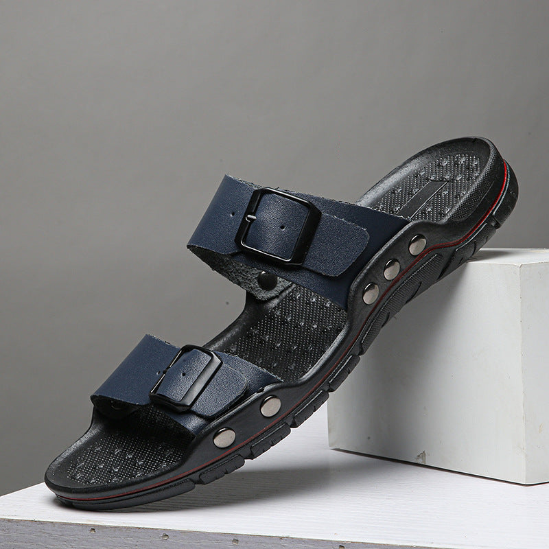Herren Bequeme Leder-Sandalen mit verstellbaren Riemen EB