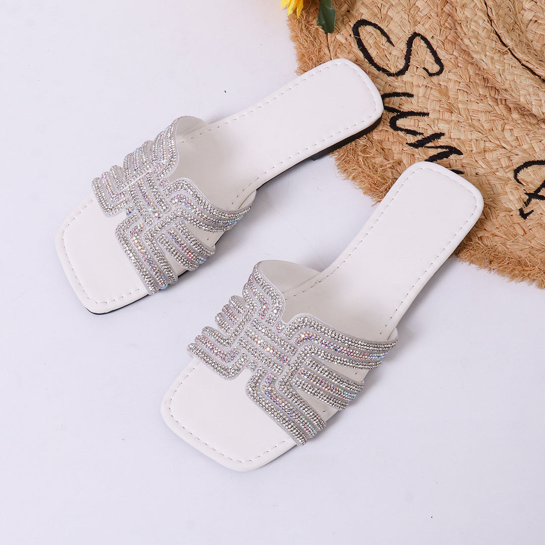 Damen elegante Strandsandalen mit glitzernden Applikationen EB