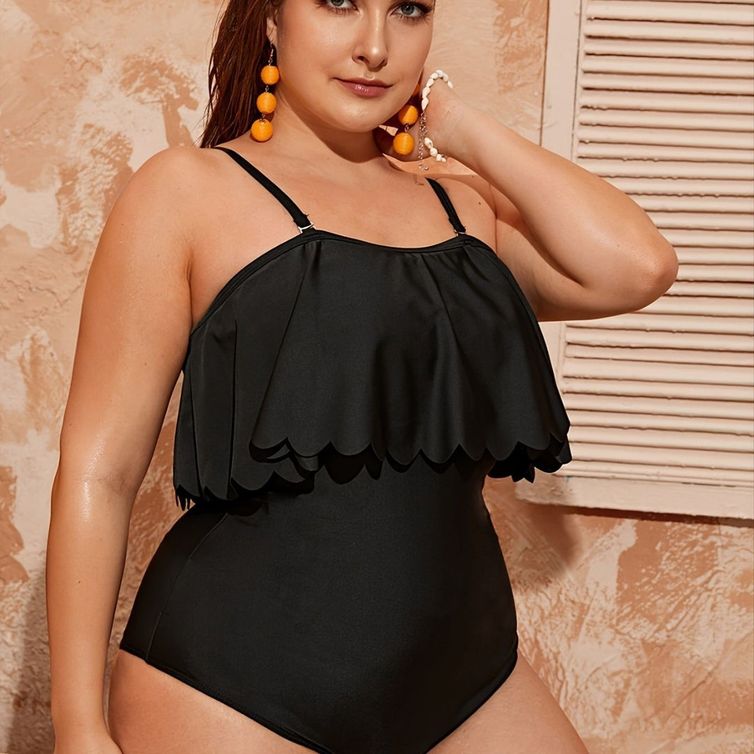 Damen Einteiler Badeanzug mit elegantem Volant-Design EB