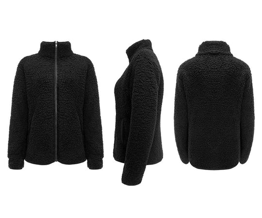 Damen Fleecejacke mit hohem Kragen und seitlichen Reißverschlusstaschen EB
