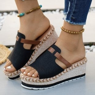Damen Plateausandalen mit modischem Zierband EB