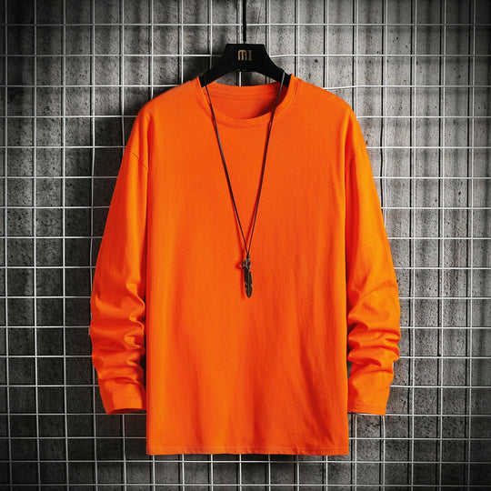Herren nan lässiges Baumwoll-Basic-Langarmshirt mit Rundhals, Relaxed Fit und verstärkter Saumverarbeitung EB