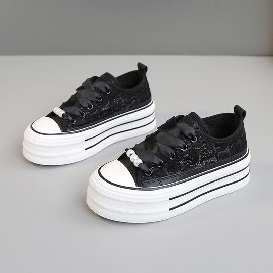 Damen Plateausneaker mit elegantem Spitzen-Design und modischen Akzenten EB