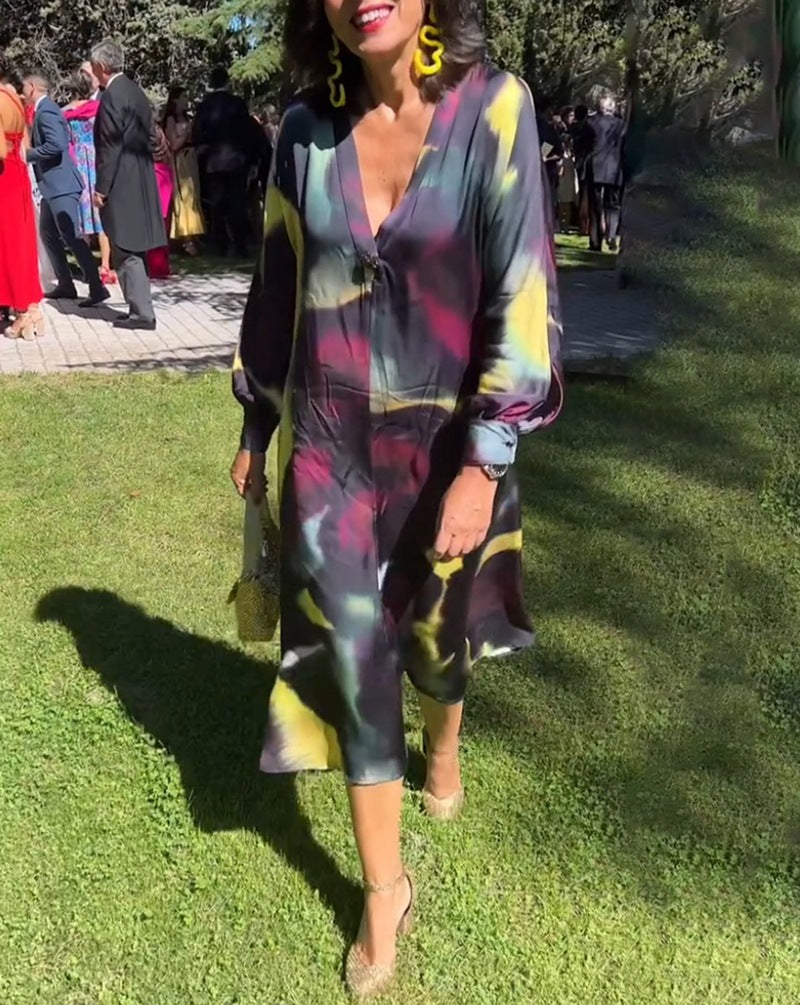 Damen Sommerliches Wickelkleid mit modernem Farbverlauf Heidi-Mode