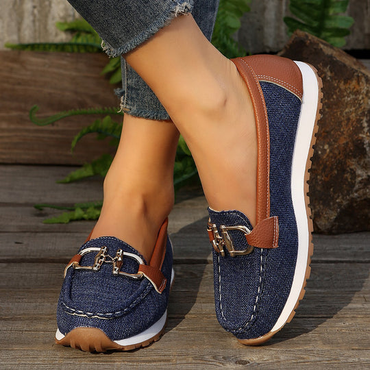 Damen Mokassin-Schuhe mit eleganter Schnallenapplikation EB