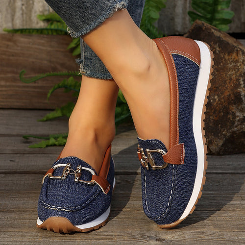 Damen Mokassin-Schuhe mit eleganter Schnallenapplikation EB