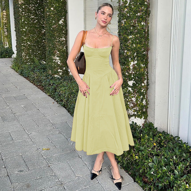 Damen Maxi-Kleid mit elegantem Bustier-Oberteil und fließendem Rock EB