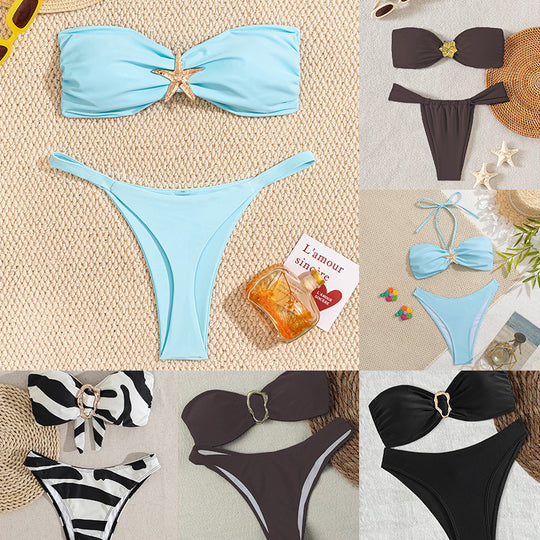 Damen Bandeau-Bikini mit elegantem Verschluss und modischem Design EB