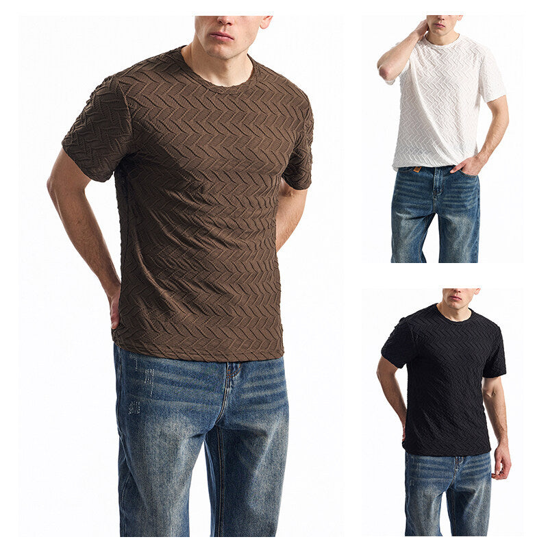 Herren T-Shirt mit strukturiertem Muster und lässiger Passform EB