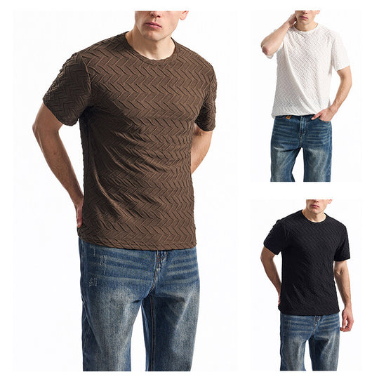 Herren T-Shirt mit strukturiertem Muster und lässiger Passform EB