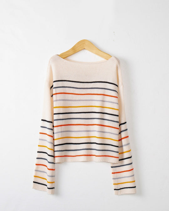 Damen Oversized Streifenpullover aus weichem Material mit weitem Schnitt EB