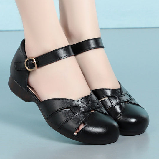 Damen Ballerinas mit offenem Zeh und verstellbarem Riemen EB