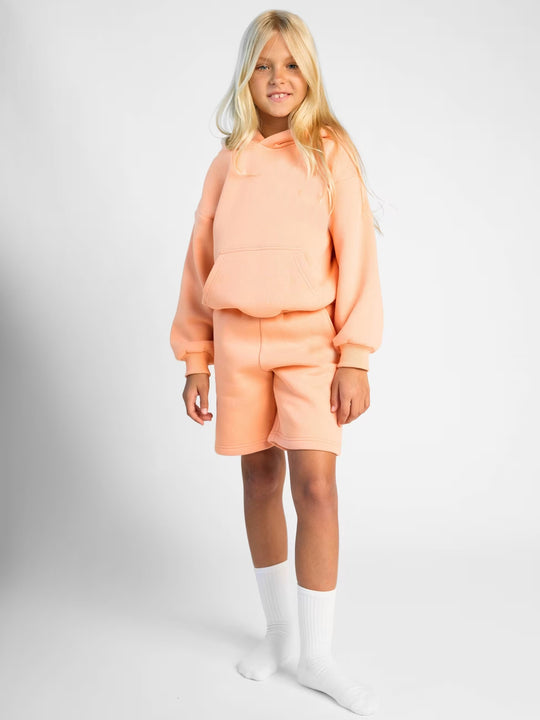 Damen Kapuzensweatshirt und Shorts-Set aus weichem Fleece mit praktischen Taschen EB