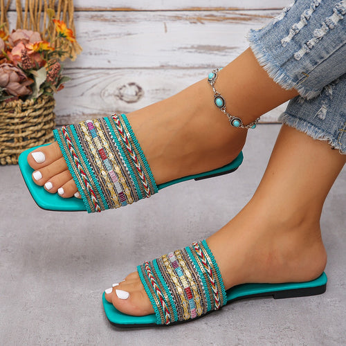 Damen Fancy Badeschuhe mit exquisite Perlenstickerei EB