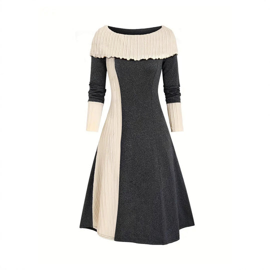 Damen Kleid mit asymmetrischem Schnitt und strukturiertem Kragen EB