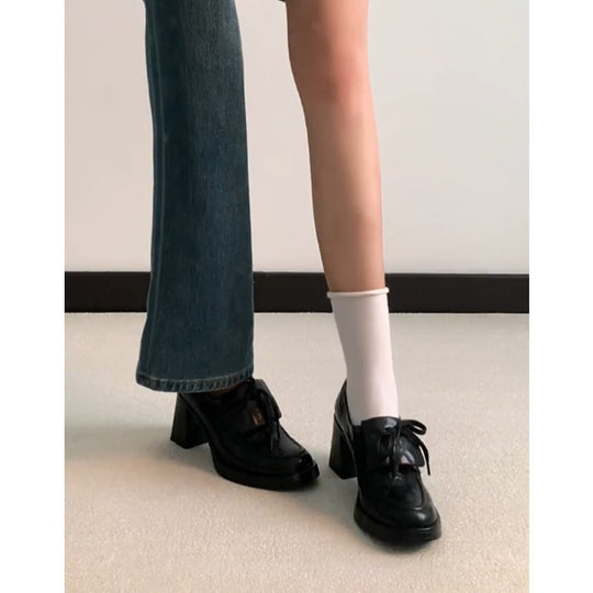 Damen elegante Plateau-Pumps mit dekorativem Schleifenakzent EB