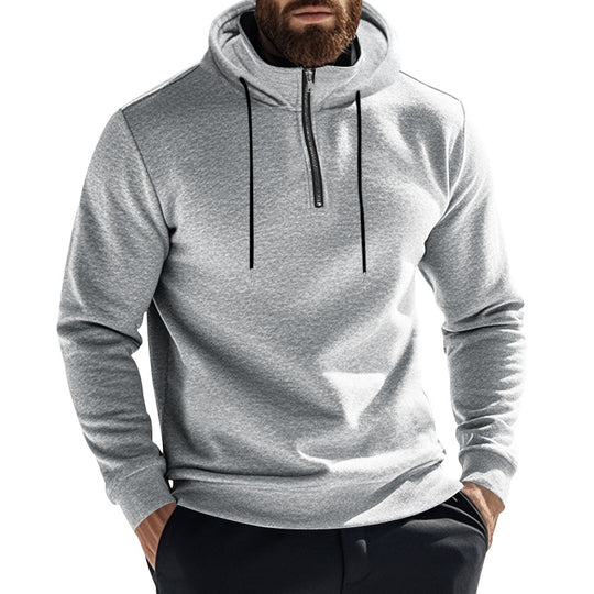 Herren nan Halbzip-Kapuzenpullover mit kontrastkapuze, Kordelzug und schmaler Silhouette EB