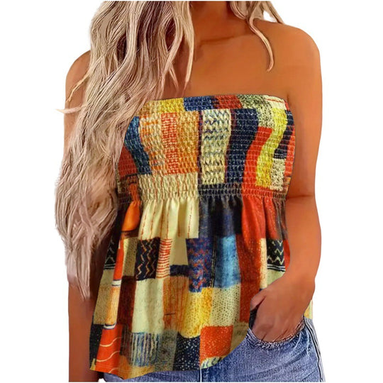 EB | Damenmode drucken sexy Tube Top aus der Schulter