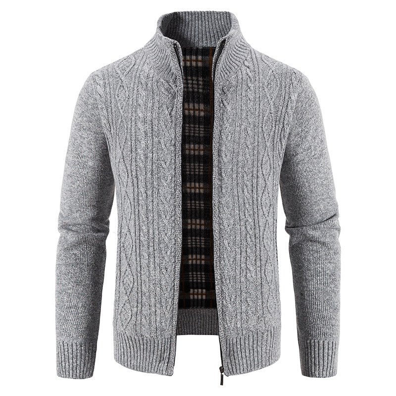 Herren Strickjacke mit hochschließendem Kragen und strukturiertem Design EB