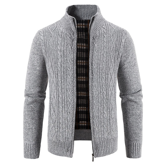 Herren Strickjacke mit hochschließendem Kragen und strukturiertem Design EB